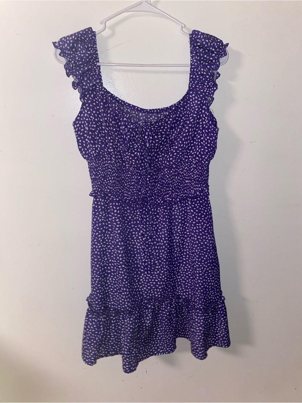 Source Unknown Purple Ruffle-Shoulder Mini Dress